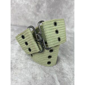 Army Green Utility Military Belt Punk Grunge Canvas Grommets L XL Vintage 80s